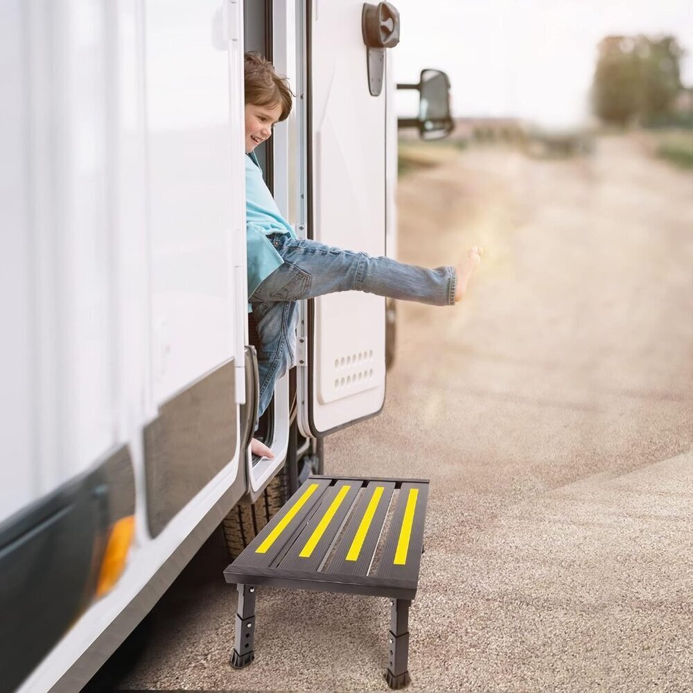 Adjustable Height Aluminum RV Step, Stable Foldable Platform Step Stool, Support - Picture 8 of 8